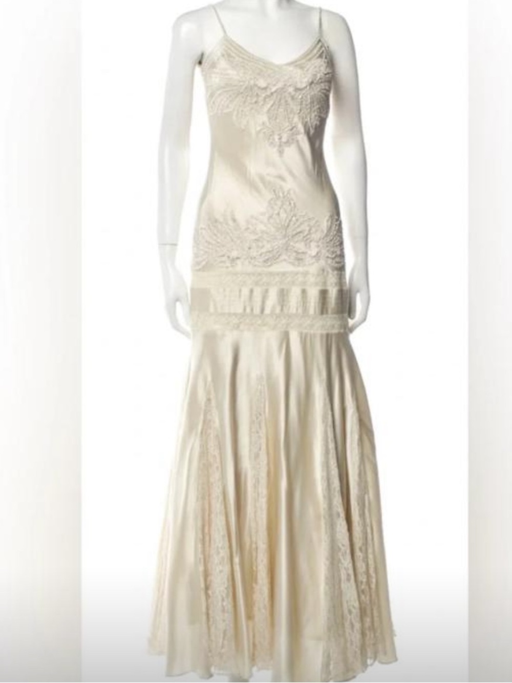 Sue Wong Nocturne Silk Bead Lace Vintage Sleeveless Gown in Pale Pink